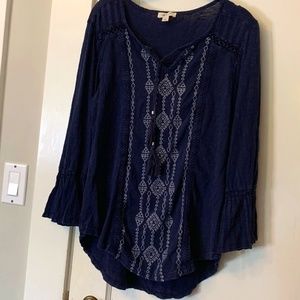 Style & Co Navy long shleeve Bohemian